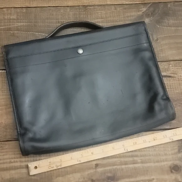 LONGCHAMP Vintage genuine leather black business laptop case Men's Travel bag